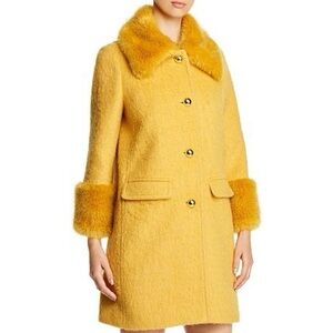 Kate Spade Yellow Jacket with Faux Fur Trim